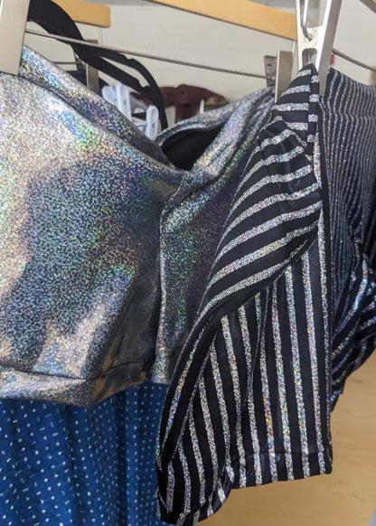 Liquid Metal shorts and Razzle Dazzle shorts