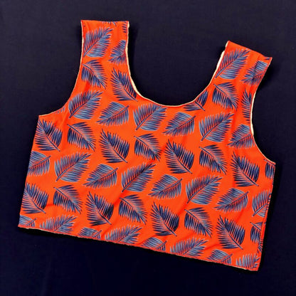 Palmistry binder, navy blue leaves on orange background