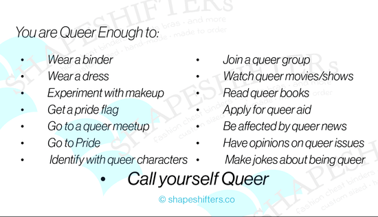 Watermarked image of the "You Are Queer Enough" business card back.